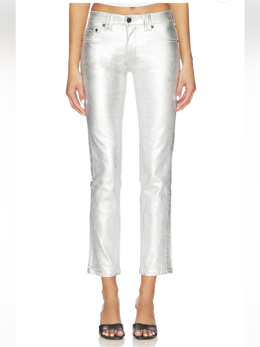 NWT WE THE FREE FREE PEOPLE Oracle Metallic Jean Pant In Divine